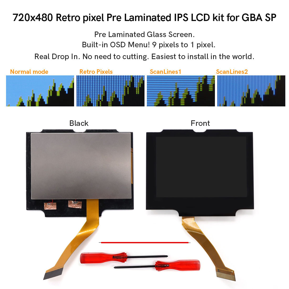 For  GBA SP V5  720x480 Retro  - огляд і ціна Lcd Screen Arcade